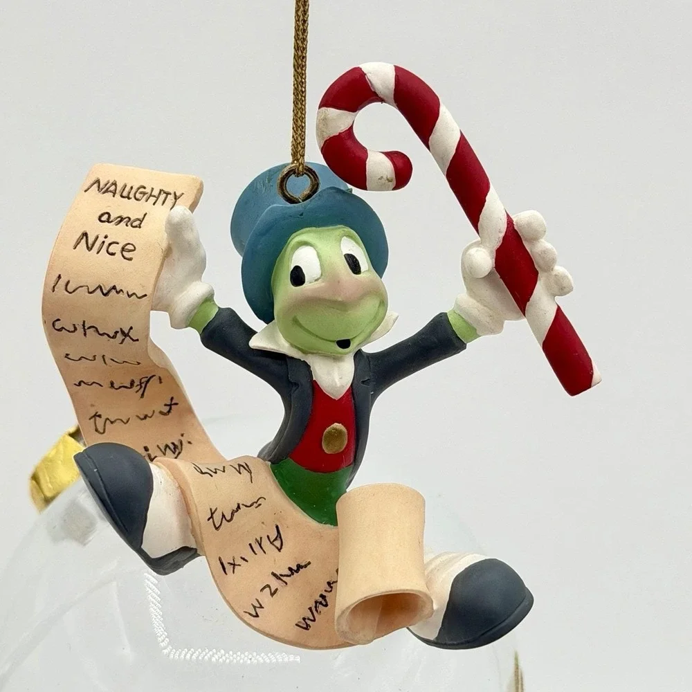 Disney Pinocchio Jiminy Cricket Naughty & Nice Christmas Ornament Buena Vista Fl